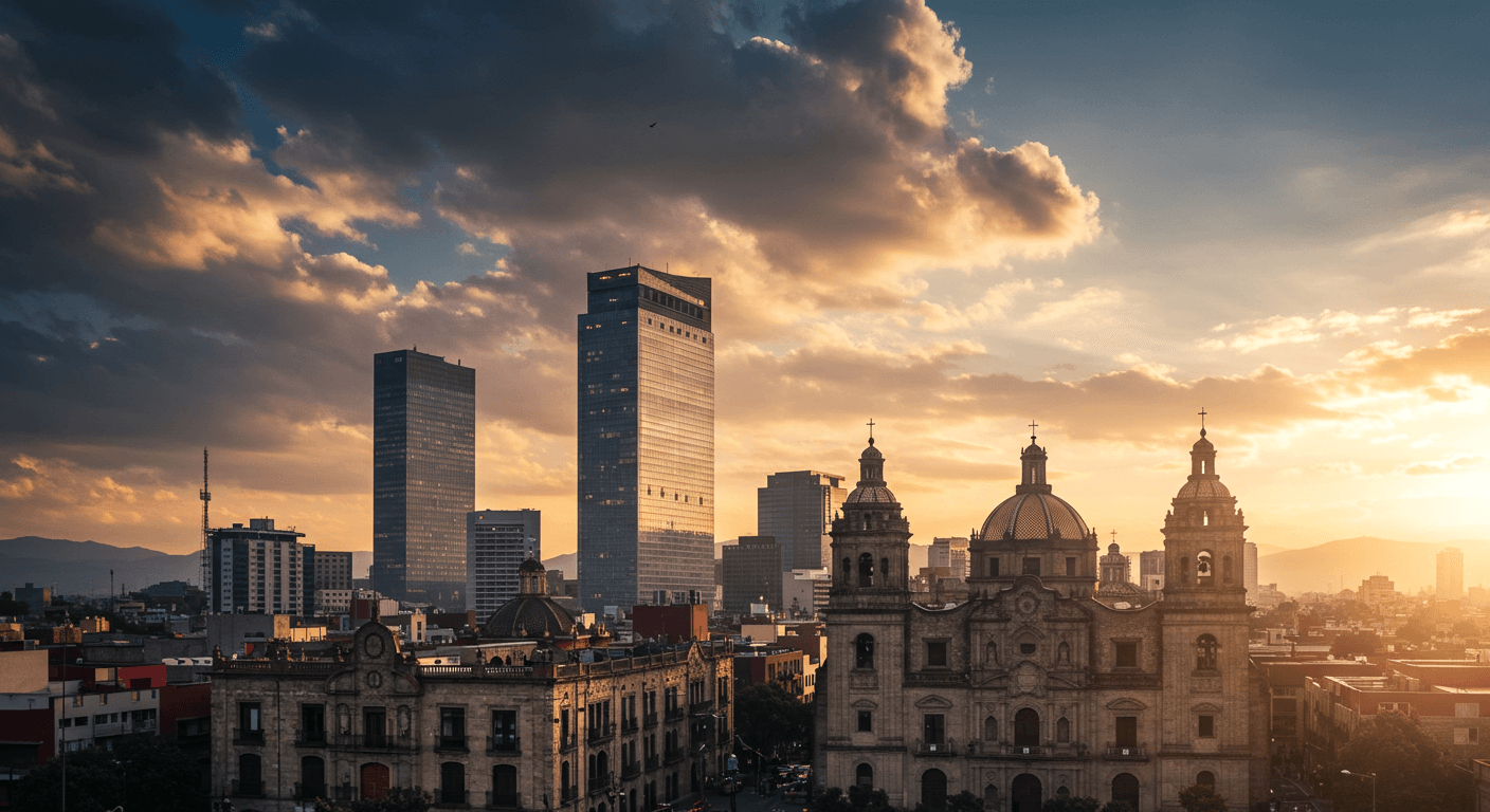 Sunset over a new city